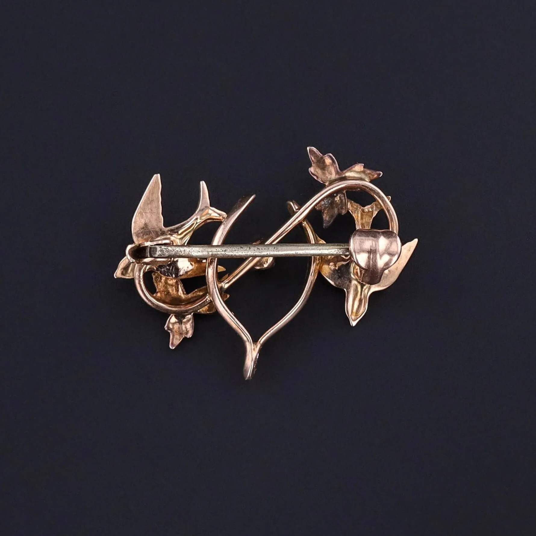 Antique Swallow Brooch of 10k Gold