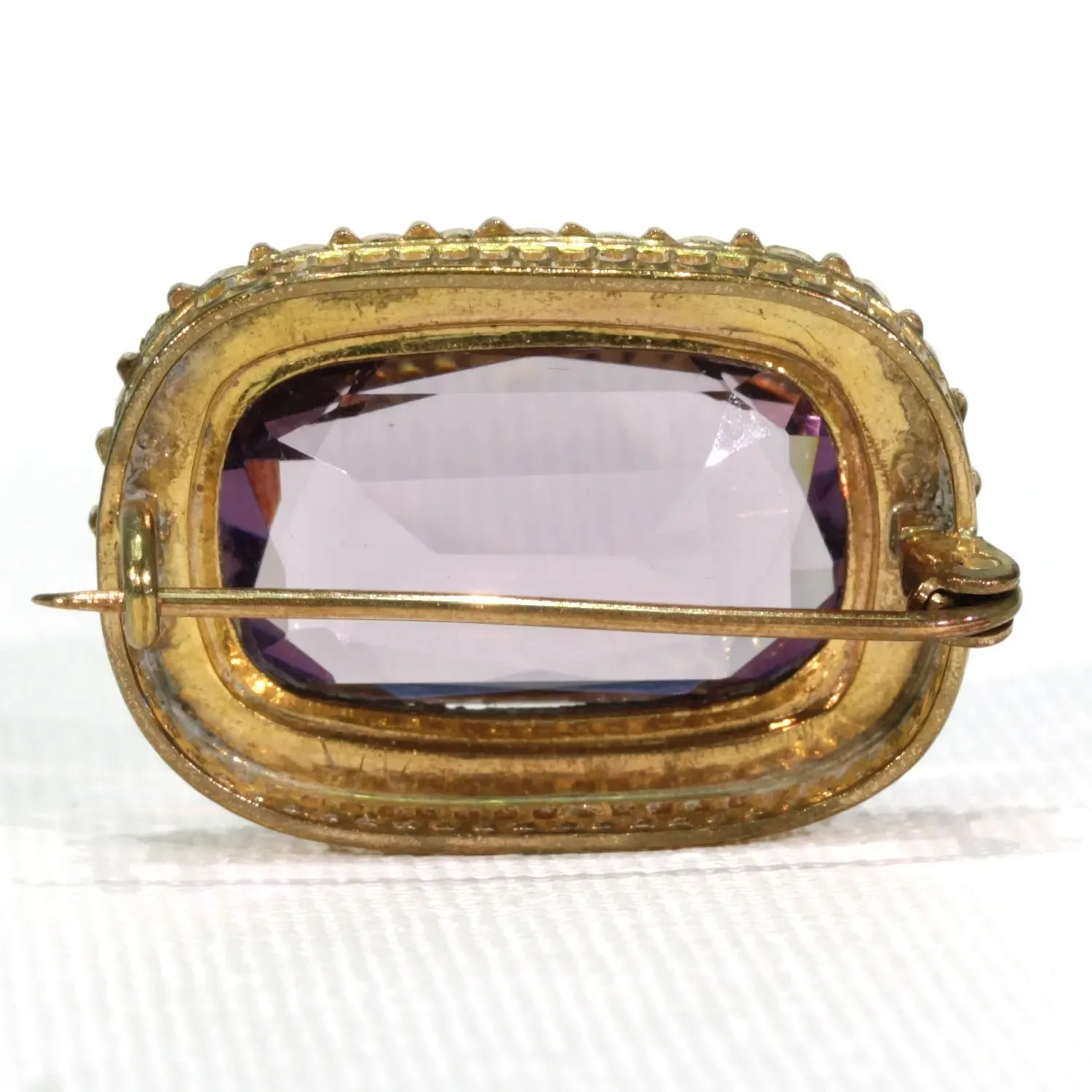 Antique Victorian Amethyst Pearl Brooch Pin Gold