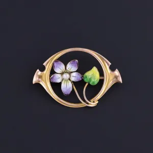 Antique Violet Pin of 10k Gold