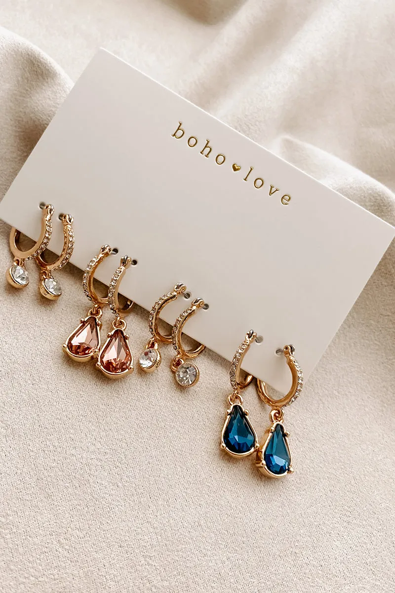 Anytime And Anywhere Dangle Hoop Earring Set (Gold)