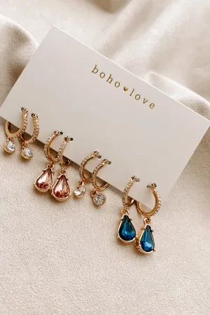 Anytime And Anywhere Dangle Hoop Earring Set (Gold)