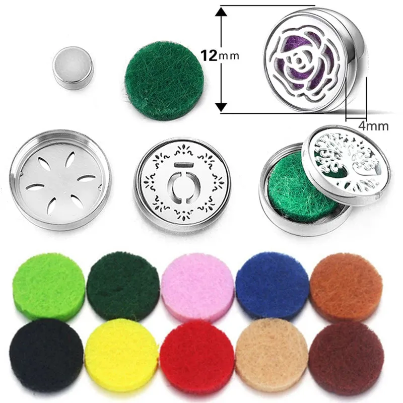 Aromatherapy Face Diffuser Clip Stainless Steel Essential Oil Locket Magnetic Buckle Unisex Cuff and Collar Brooch Jewelry Gift