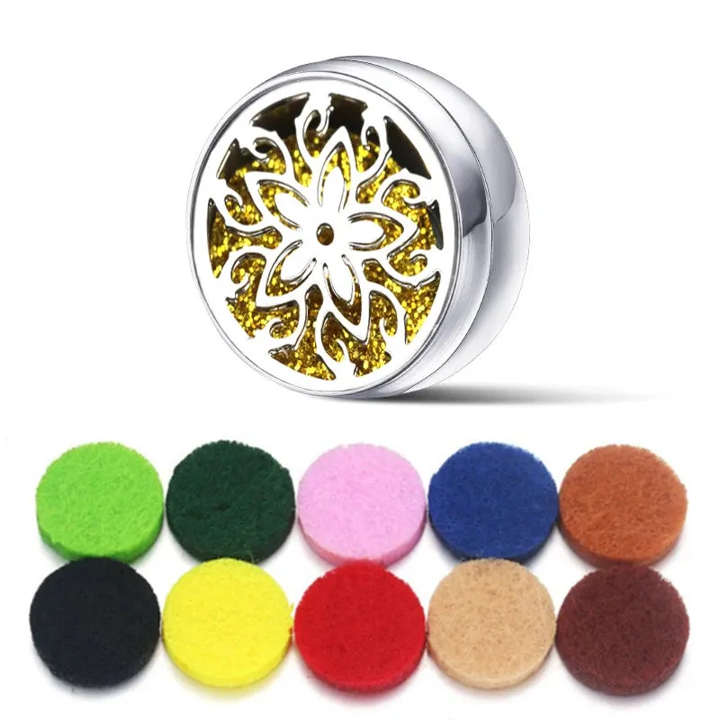 Aromatherapy Face Diffuser Clip Stainless Steel Essential Oil Locket Magnetic Buckle Unisex Cuff and Collar Brooch Jewelry Gift
