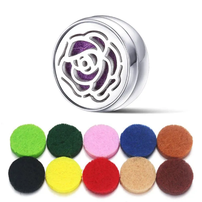 Aromatherapy Face Diffuser Clip Stainless Steel Essential Oil Locket Magnetic Buckle Unisex Cuff and Collar Brooch Jewelry Gift