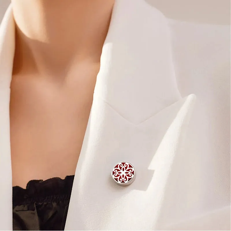 Aromatherapy Face Diffuser Clip Stainless Steel Essential Oil Locket Magnetic Buckle Unisex Cuff and Collar Brooch Jewelry Gift