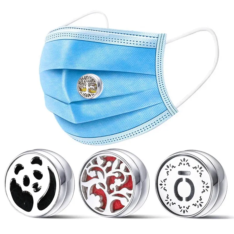 Aromatherapy Face Diffuser Clip Stainless Steel Essential Oil Locket Magnetic Buckle Unisex Cuff and Collar Brooch Jewelry Gift