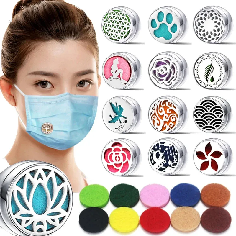 Aromatherapy Face Diffuser Clip Stainless Steel Essential Oil Locket Magnetic Buckle Unisex Cuff and Collar Brooch Jewelry Gift