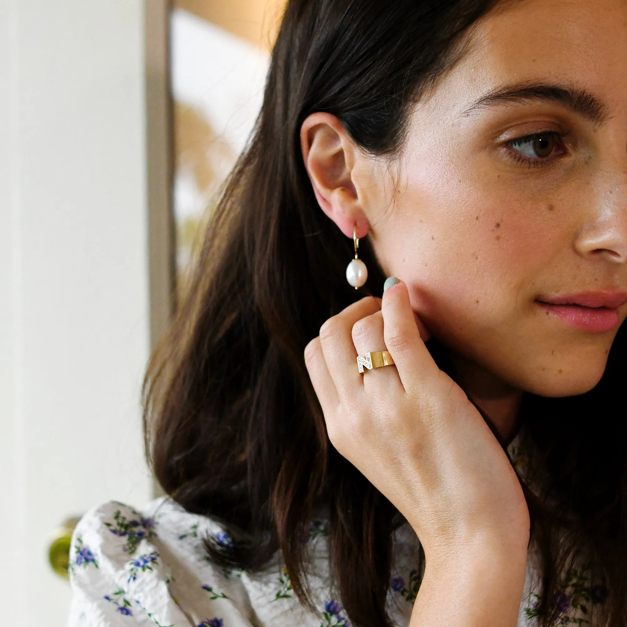 Baroque Pearl Swing Hoops