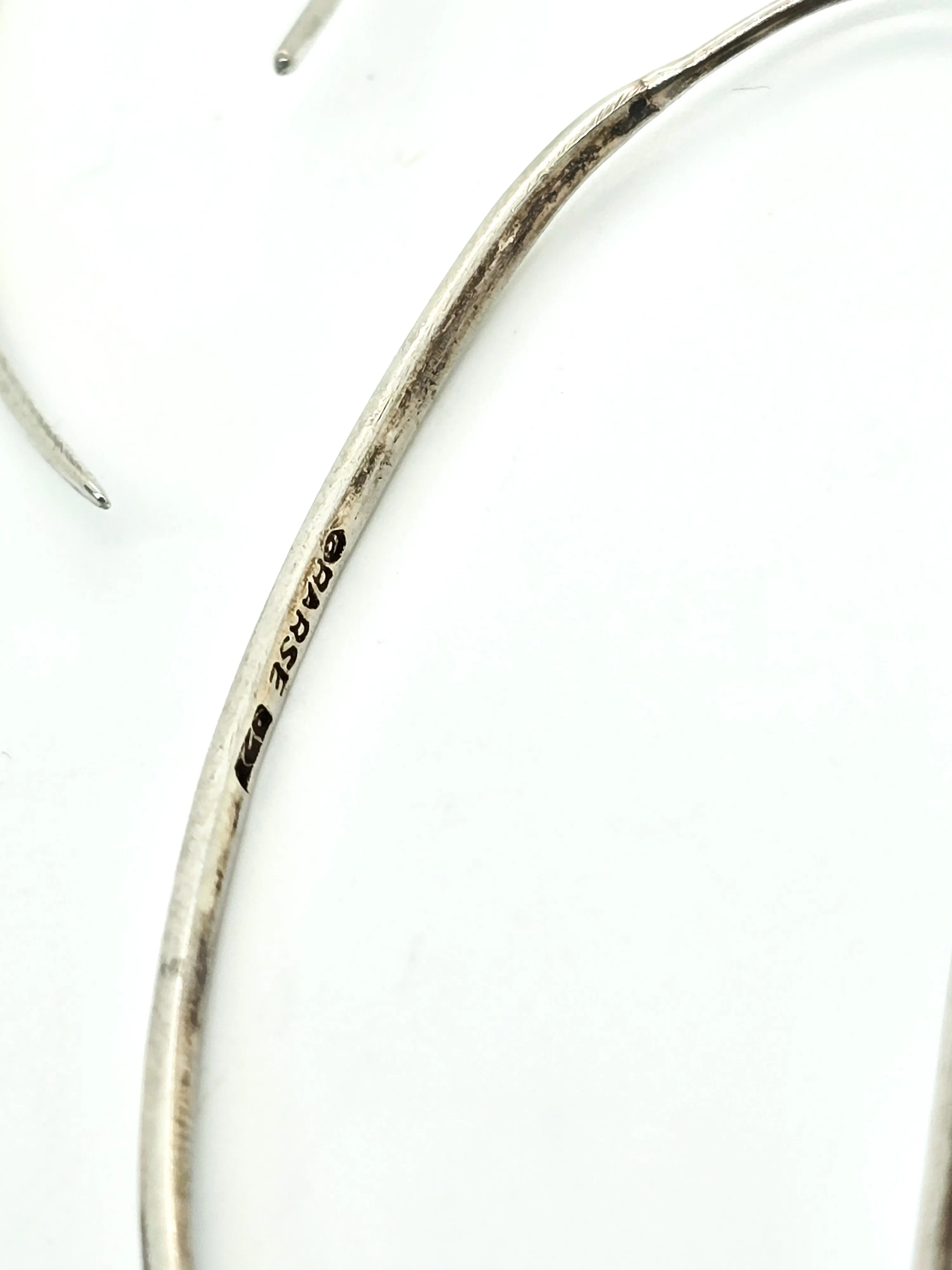 Barse Half moon threader hoop signed sterling silver earrings