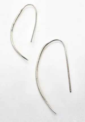 Barse Half moon threader hoop signed sterling silver earrings