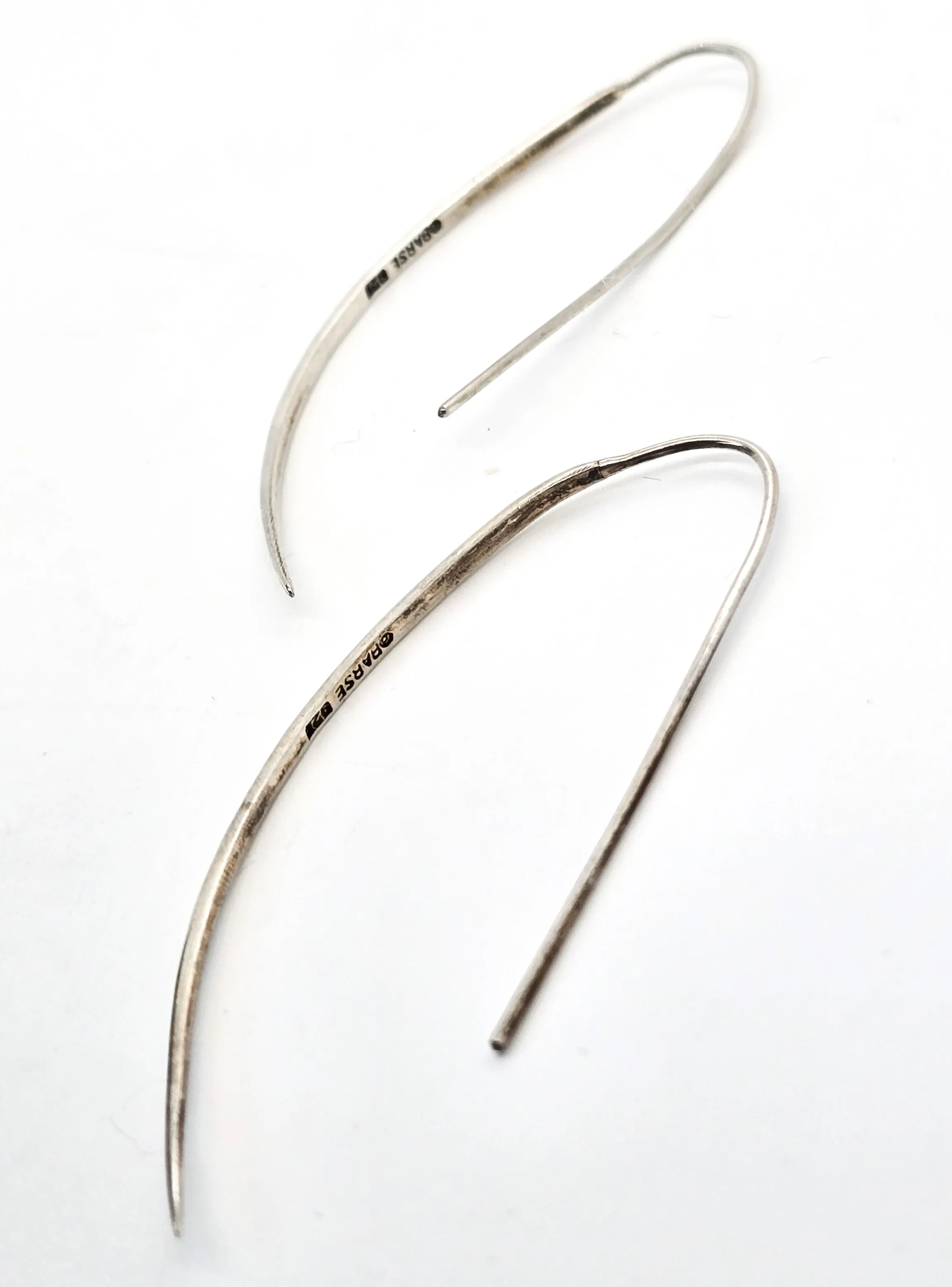 Barse Half moon threader hoop signed sterling silver earrings