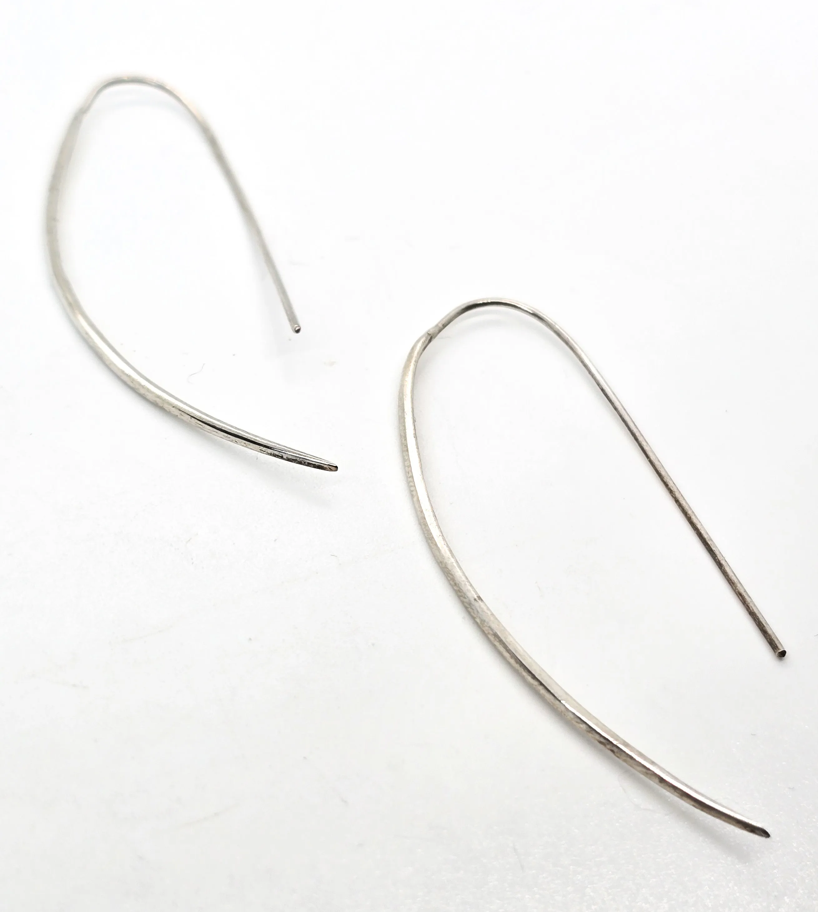 Barse Half moon threader hoop signed sterling silver earrings