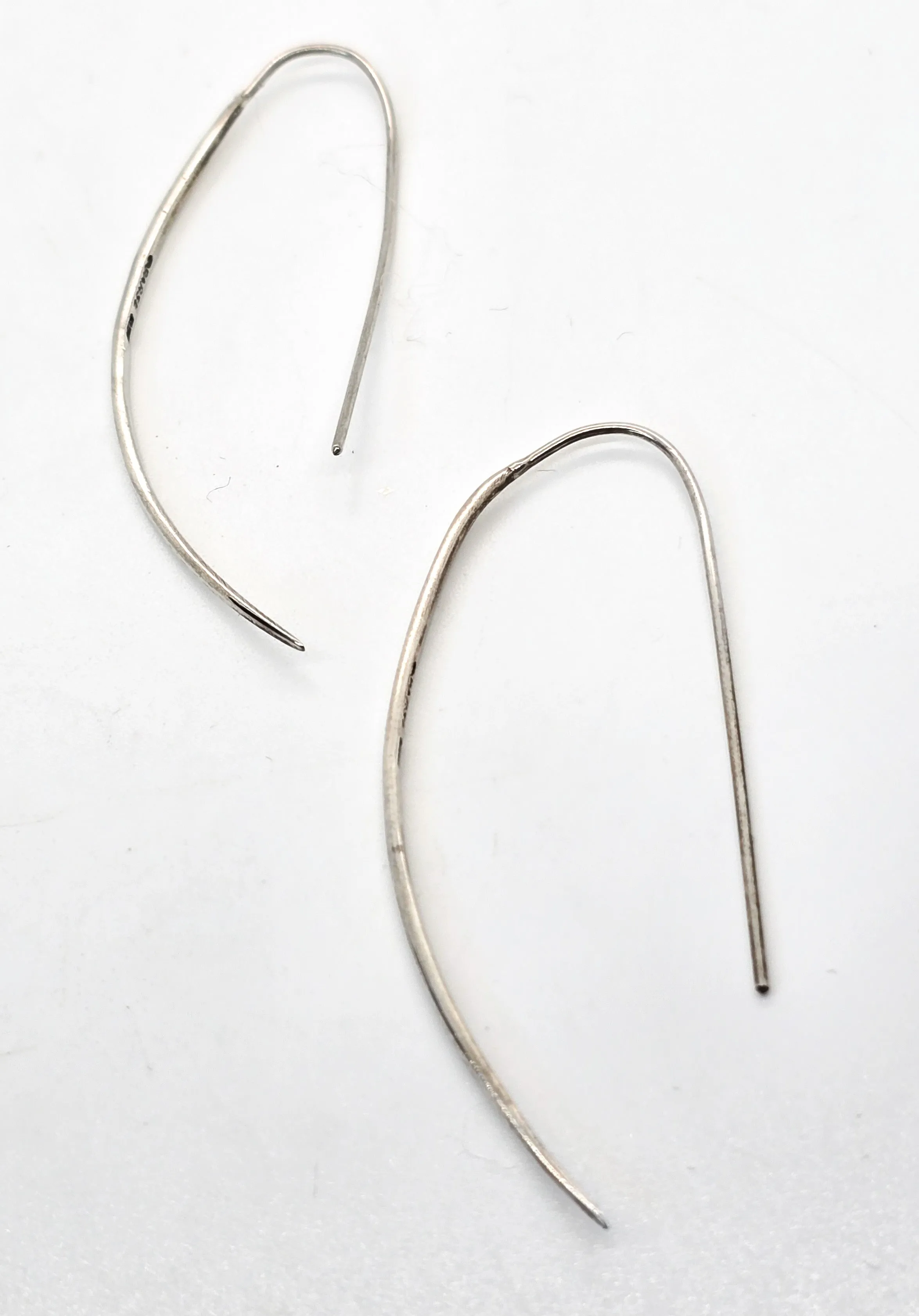 Barse Half moon threader hoop signed sterling silver earrings