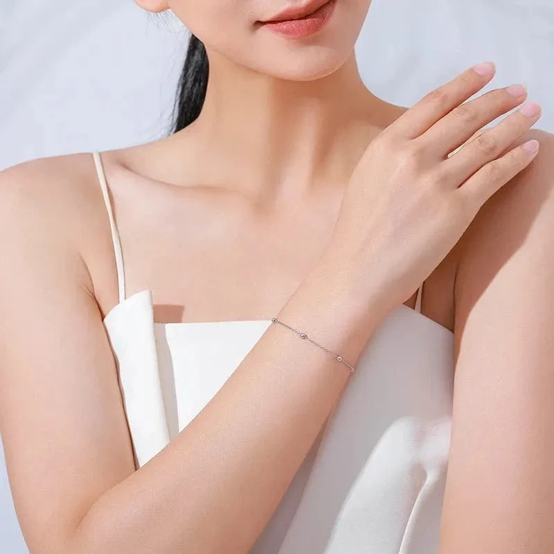Beaded Chain Bracelet for Women in Sterling Silver