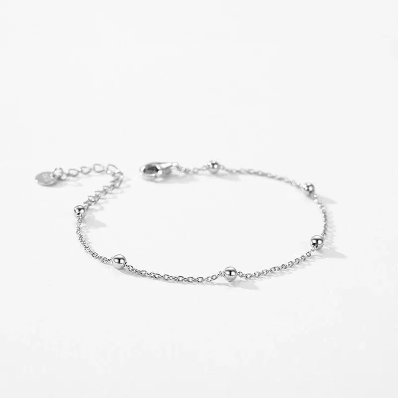 Beaded Chain Bracelet for Women in Sterling Silver