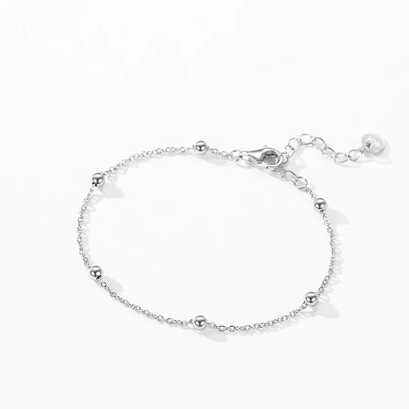 Beaded Chain Bracelet for Women in Sterling Silver