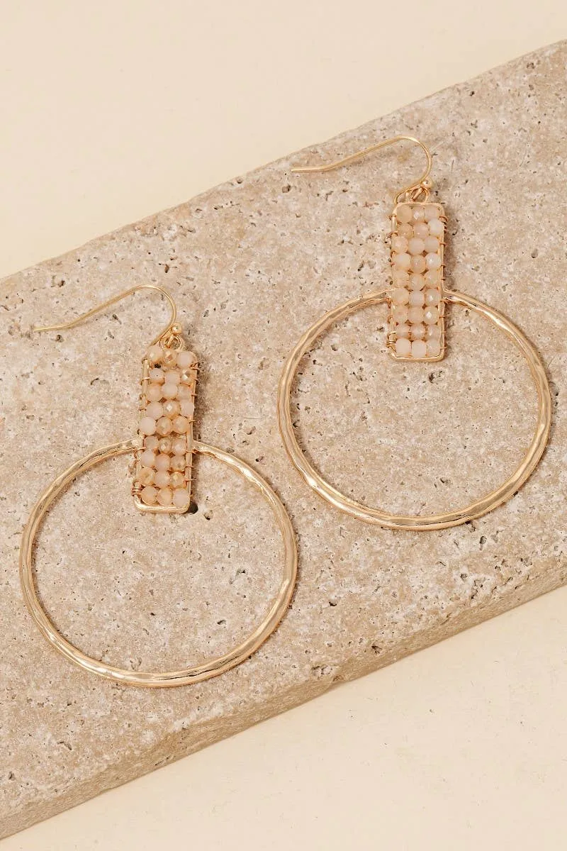 Beaded Rectangle And Hoop Dangle Earrings