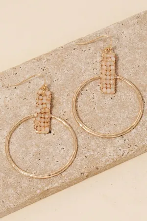 Beaded Rectangle And Hoop Dangle Earrings