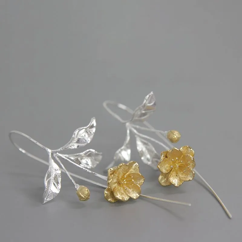 Begonia Flower Dangle Earrings