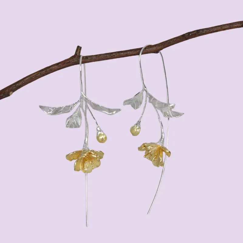 Begonia Flower Dangle Earrings