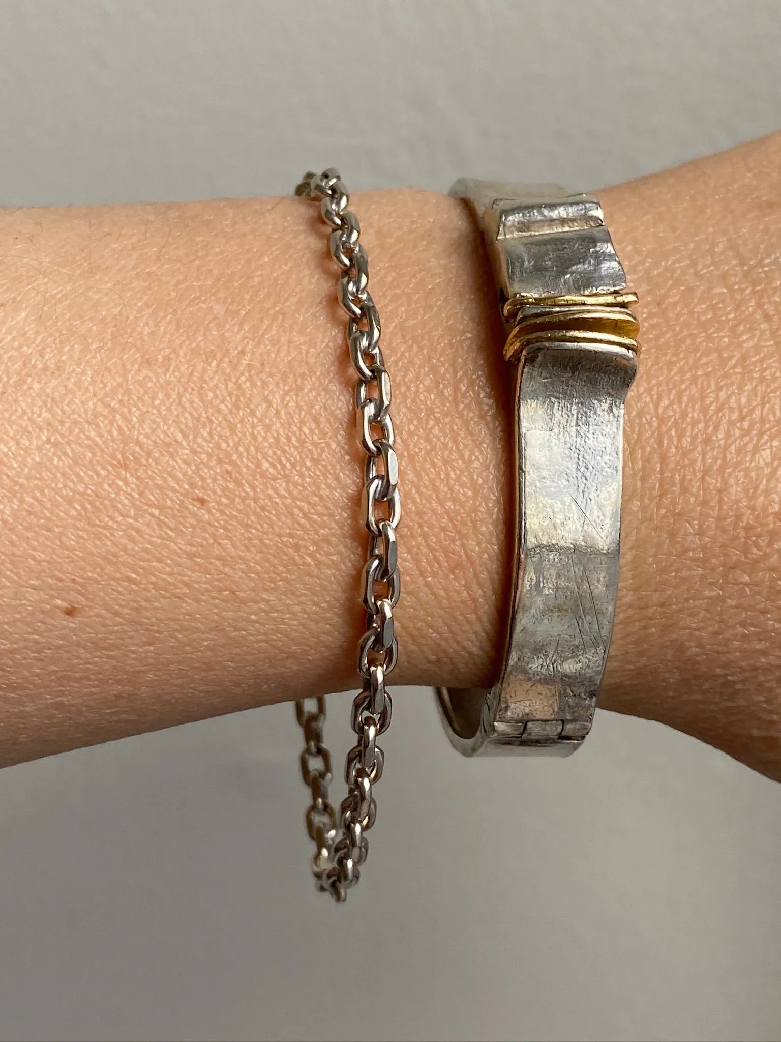Bent Larsen 14k White Gold Biker Link bracelet - 7.8 inch length