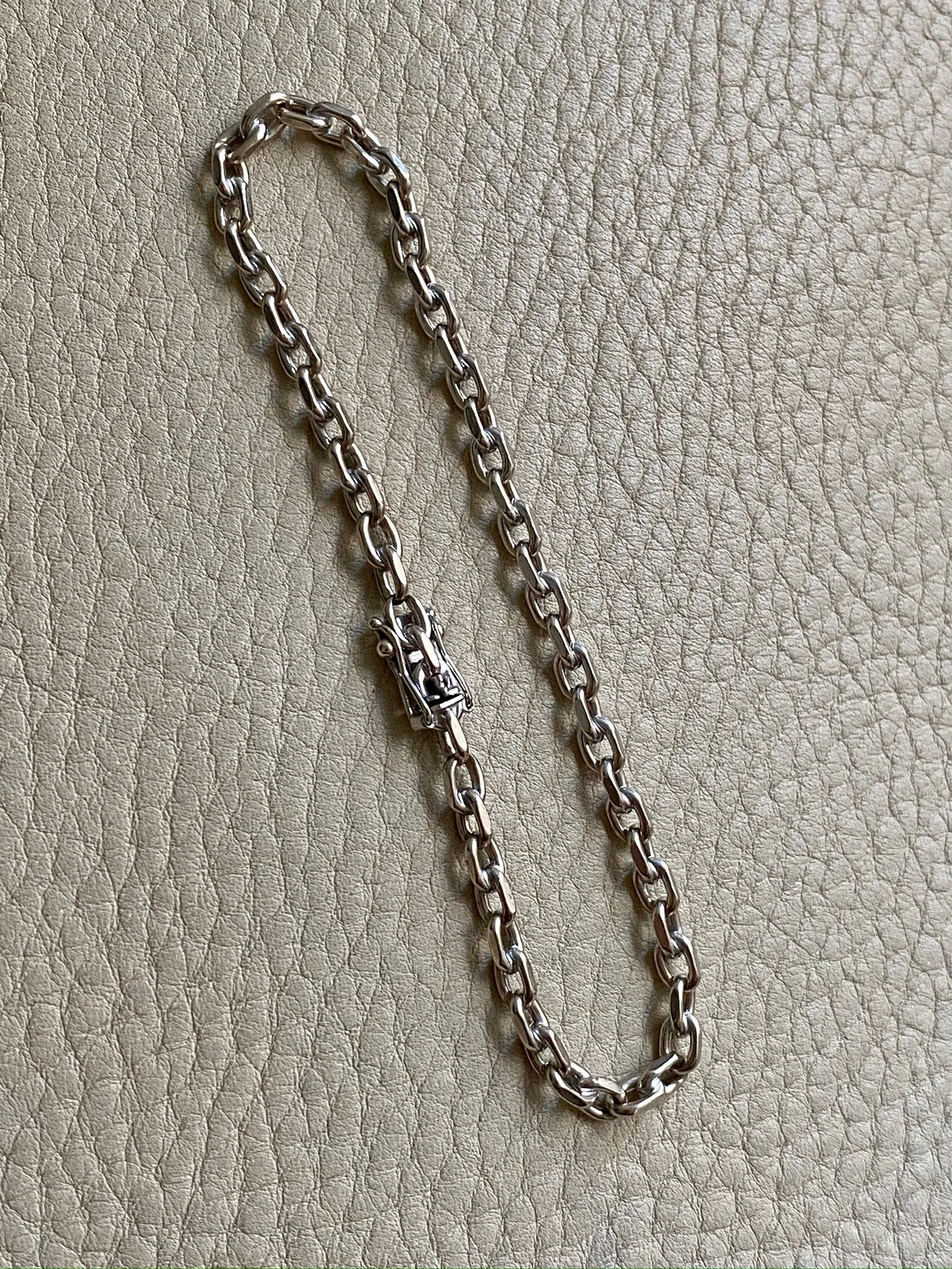 Bent Larsen 14k White Gold Biker Link bracelet - 7.8 inch length