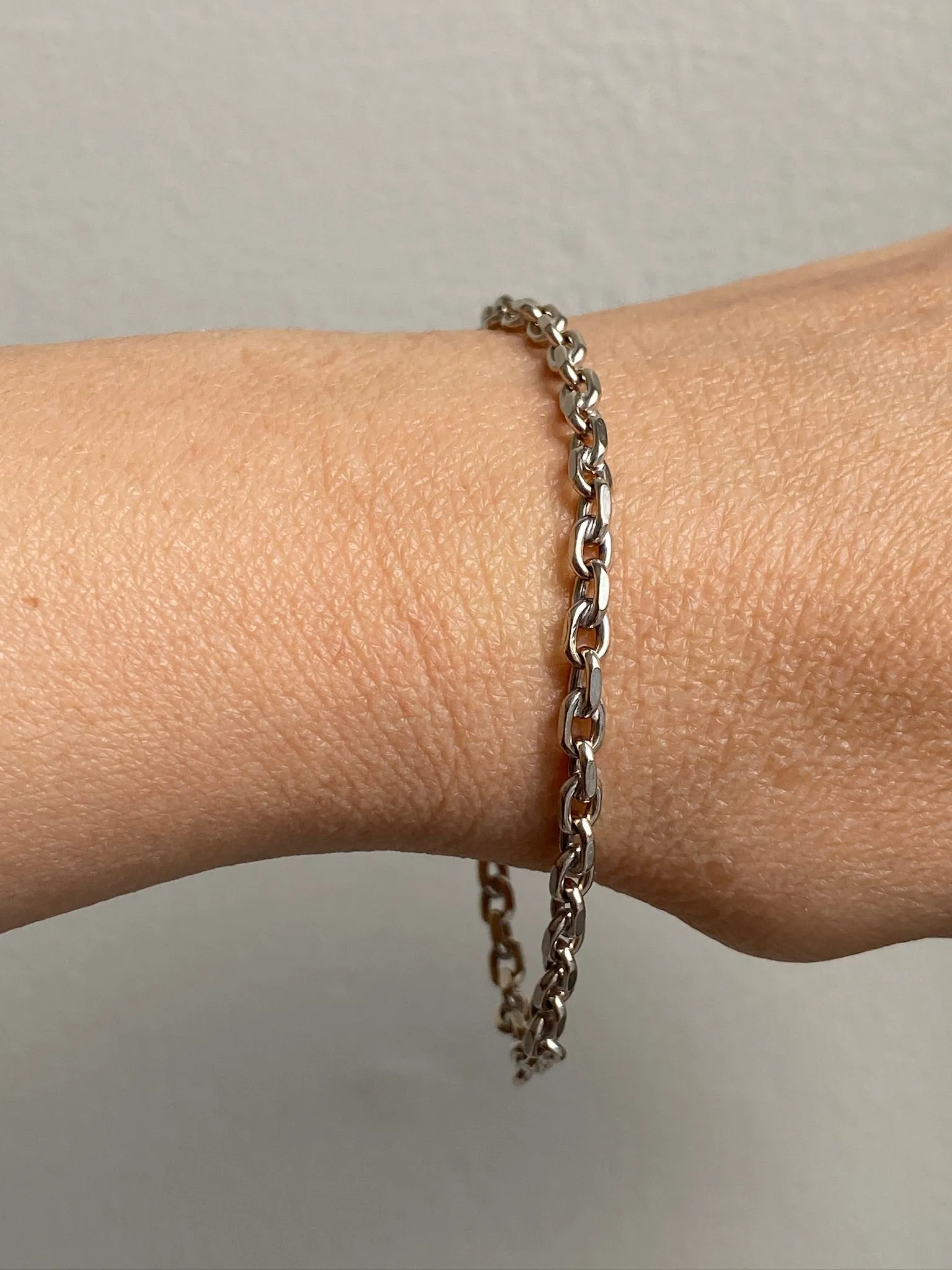 Bent Larsen 14k White Gold Biker Link bracelet - 7.8 inch length