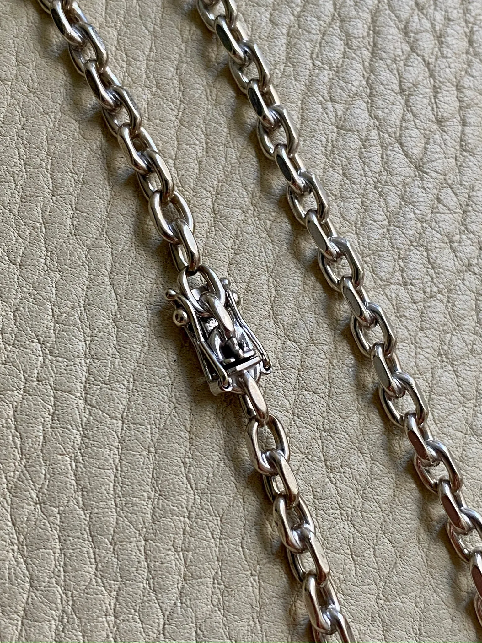 Bent Larsen 14k White Gold Biker Link bracelet - 7.8 inch length