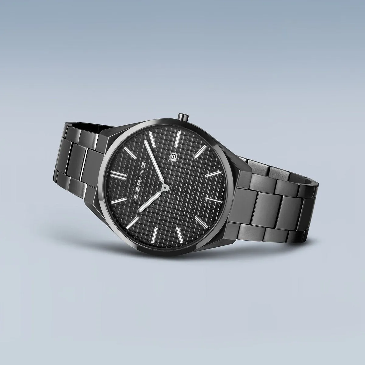 Bering Ultra Slim 40mm Grey Stainless Steel Strap Watch