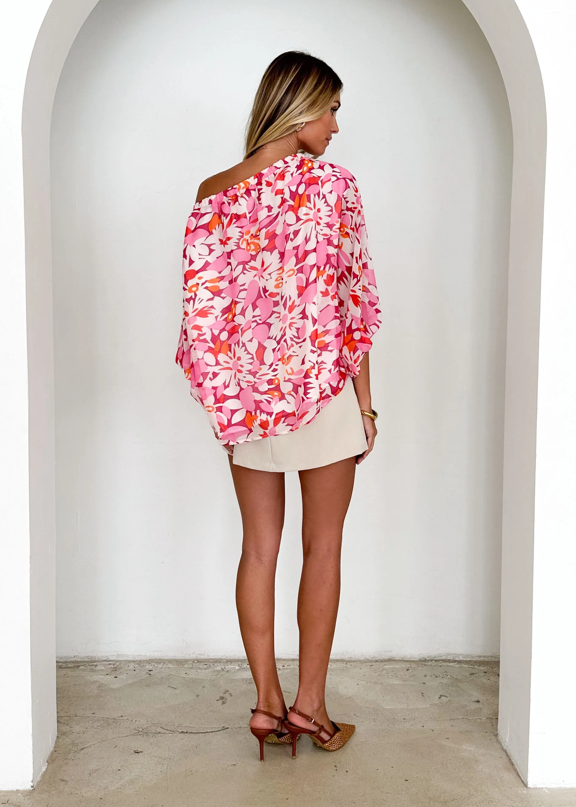 Bexley Off Shoulder Top - Rio Pink