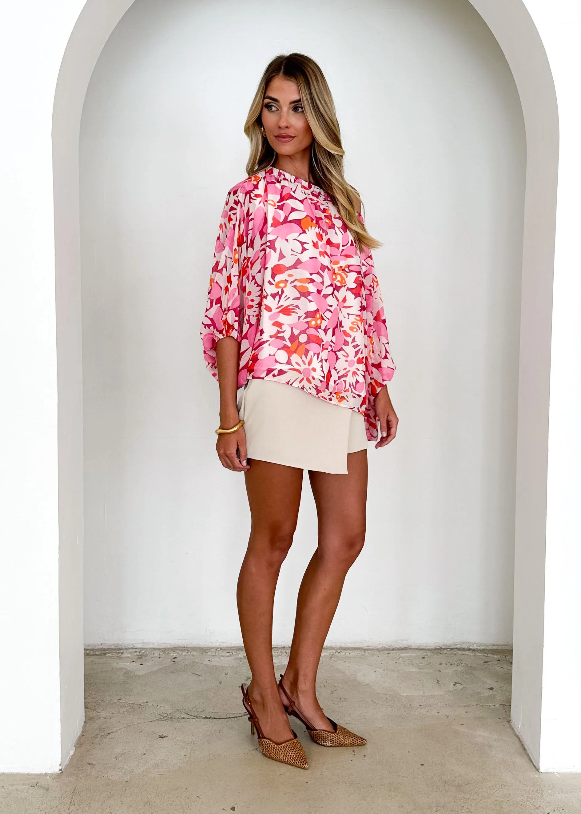 Bexley Off Shoulder Top - Rio Pink