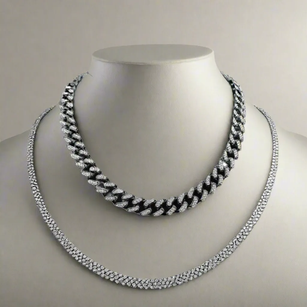 Black Clear Cuban Chain Set 24/8