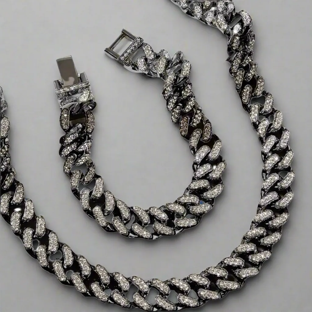Black Clear Cuban Chain Set 24/8