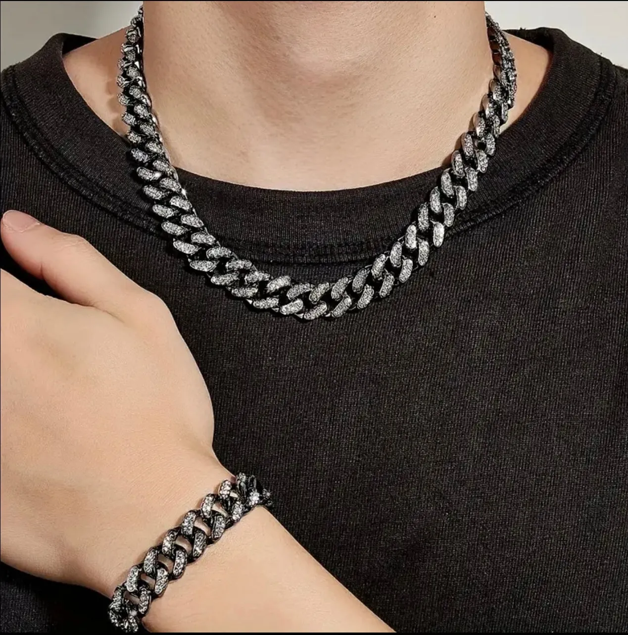 Black Clear Cuban Chain Set 24/8