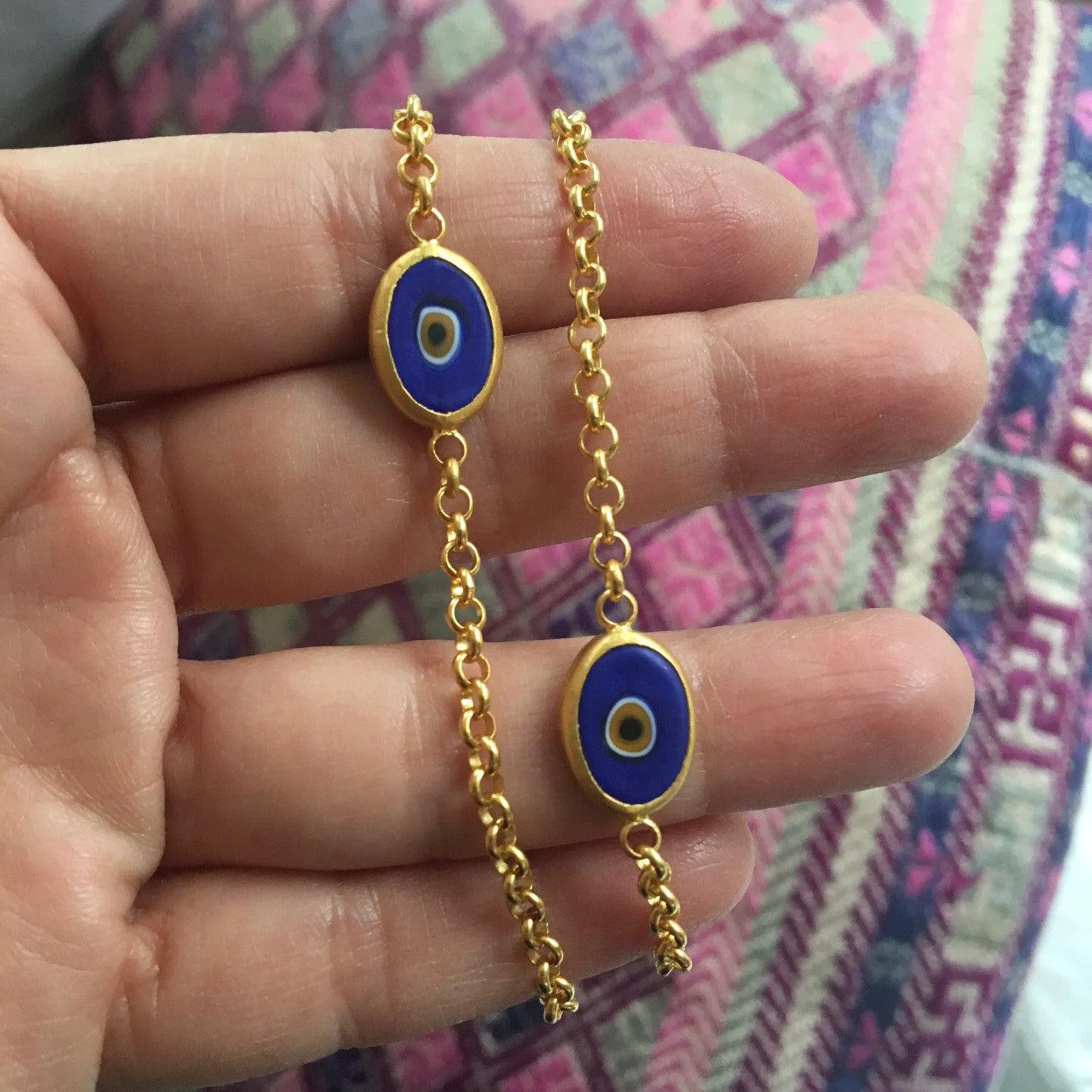 Black Protection Single JuJu Evil Eye Bracelet in 18K Gold