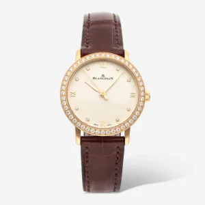 Blancpain Villeret Ultra Slim 18K Rose Gold Diamond Automatic Ladies Watch 6104-2987-55A