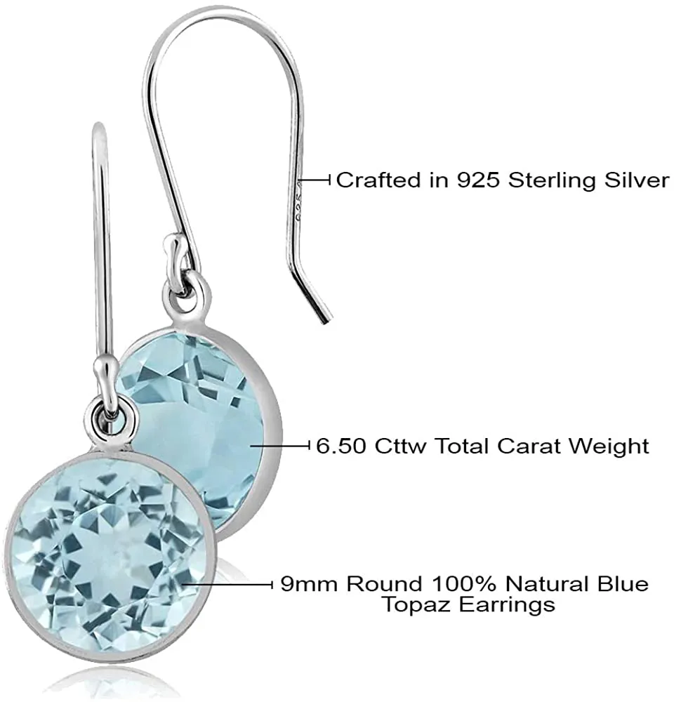 Blue Topaz 925 Sterling Silver Earrings