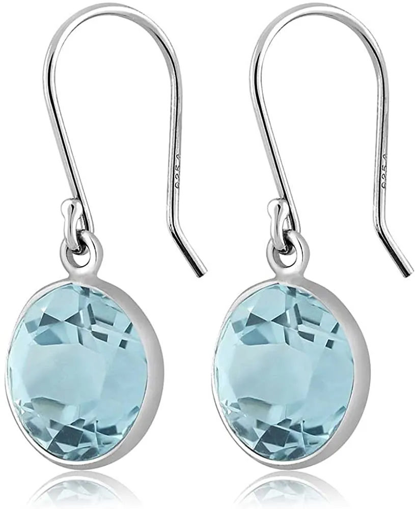 Blue Topaz 925 Sterling Silver Earrings