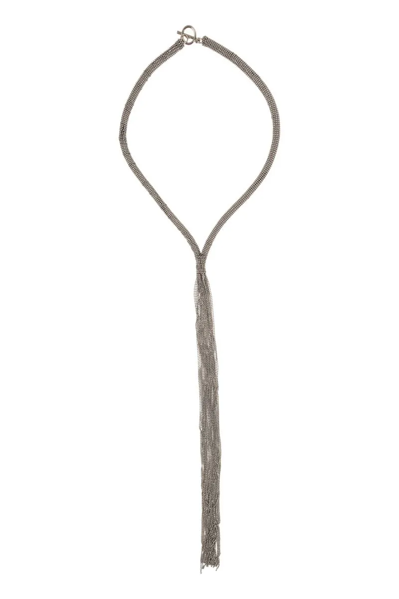 BRUNELLO CUCINELLI Elegant Tie Fringe Necklace - 54 cm