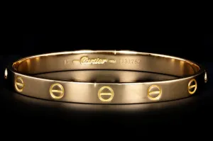 Cartier 18K Yellow Gold Love Bracelet Size 17