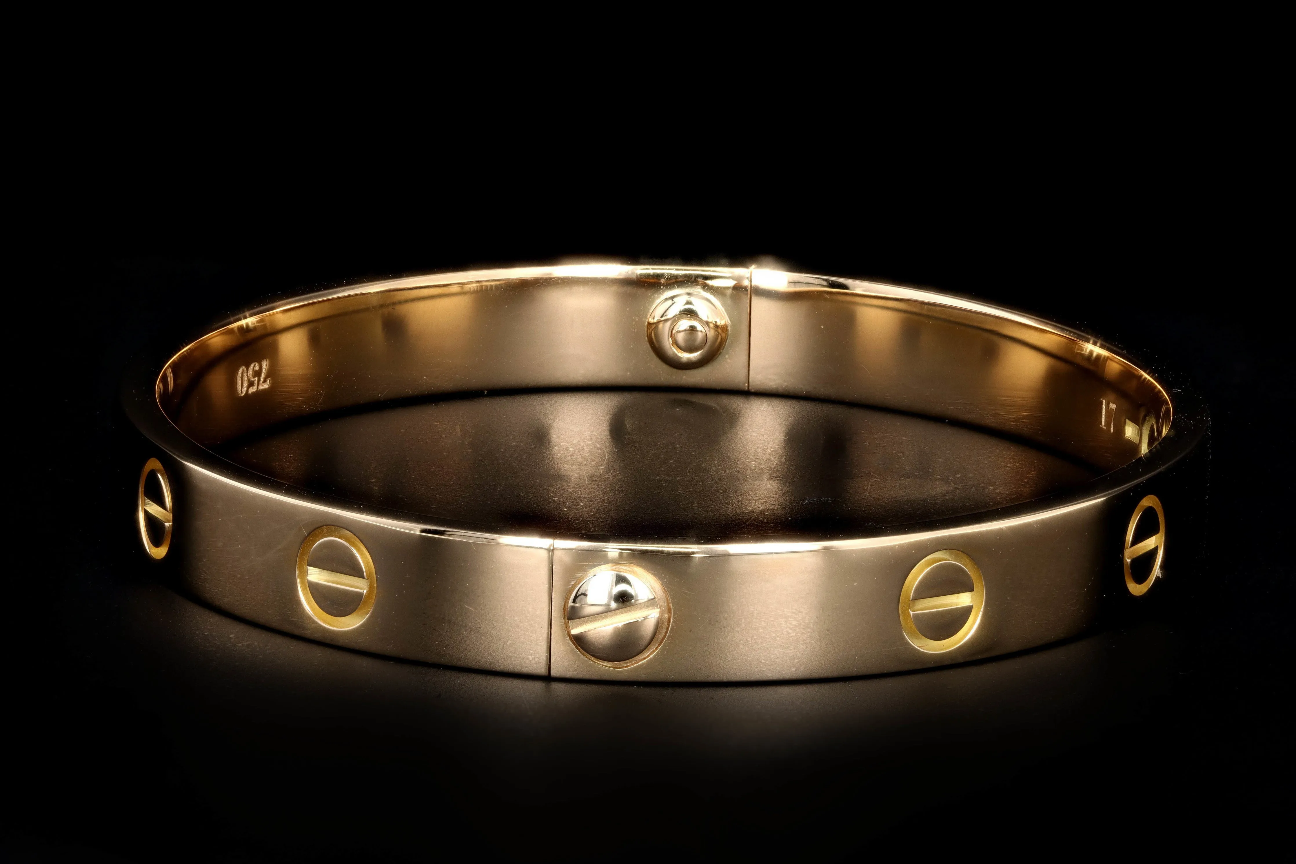 Cartier 18K Yellow Gold Love Bracelet Size 17