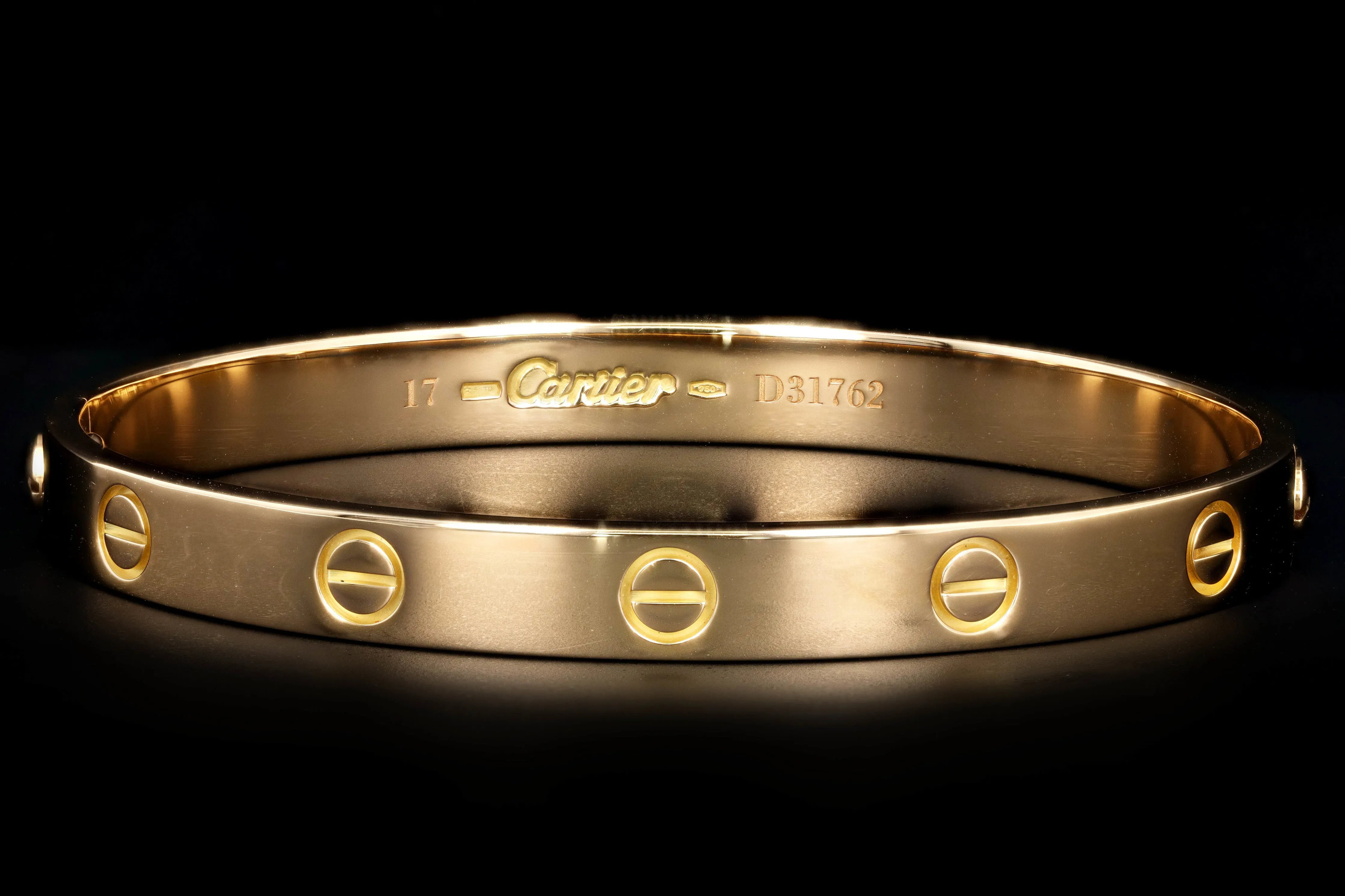 Cartier 18K Yellow Gold Love Bracelet Size 17