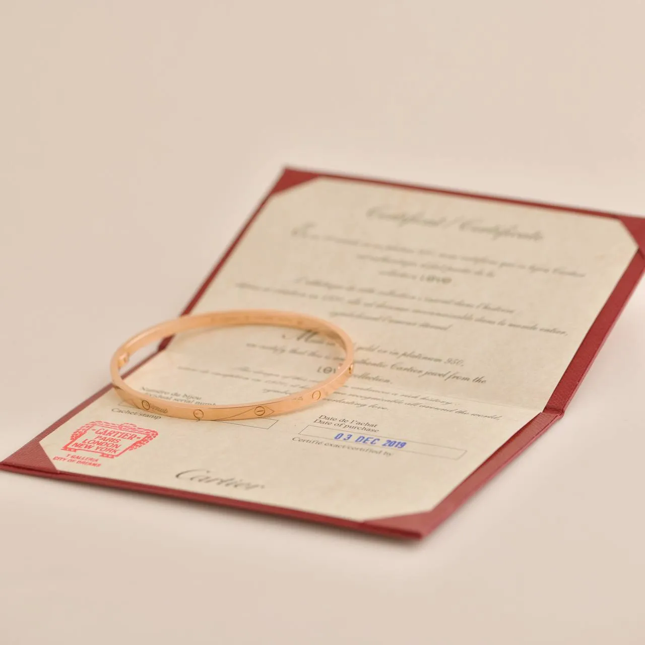 Cartier Love Bracelet Small Model 18K Rose Gold Size 19