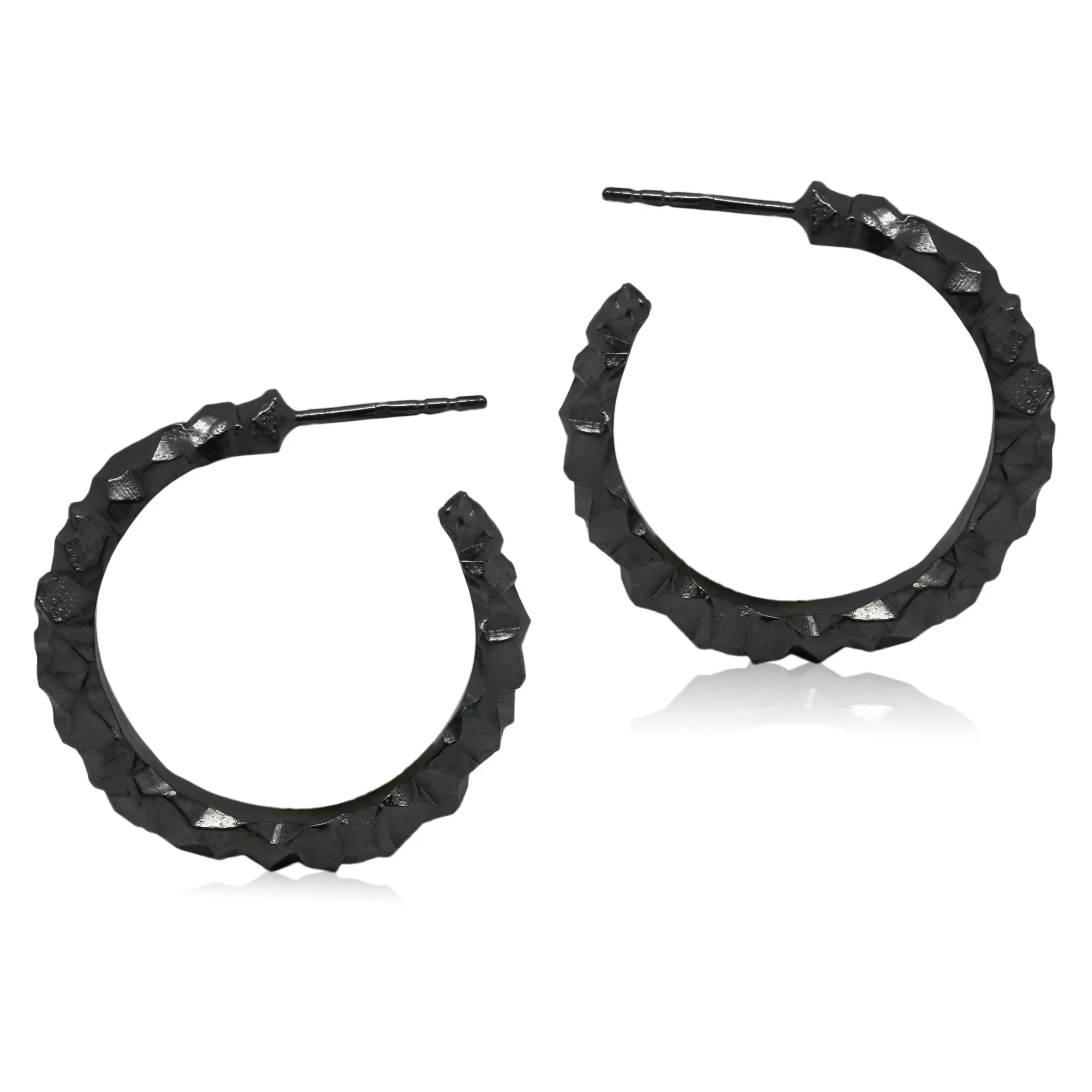 Carved In The Rock Thin Hoop Earrings Black