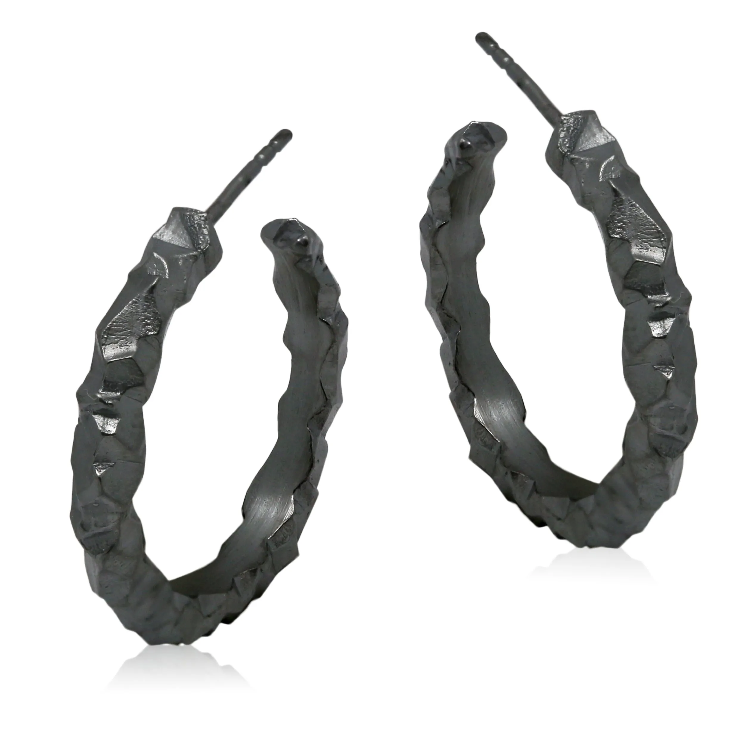 Carved In The Rock Thin Hoop Earrings Black