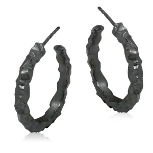 Carved In The Rock Thin Hoop Earrings Black