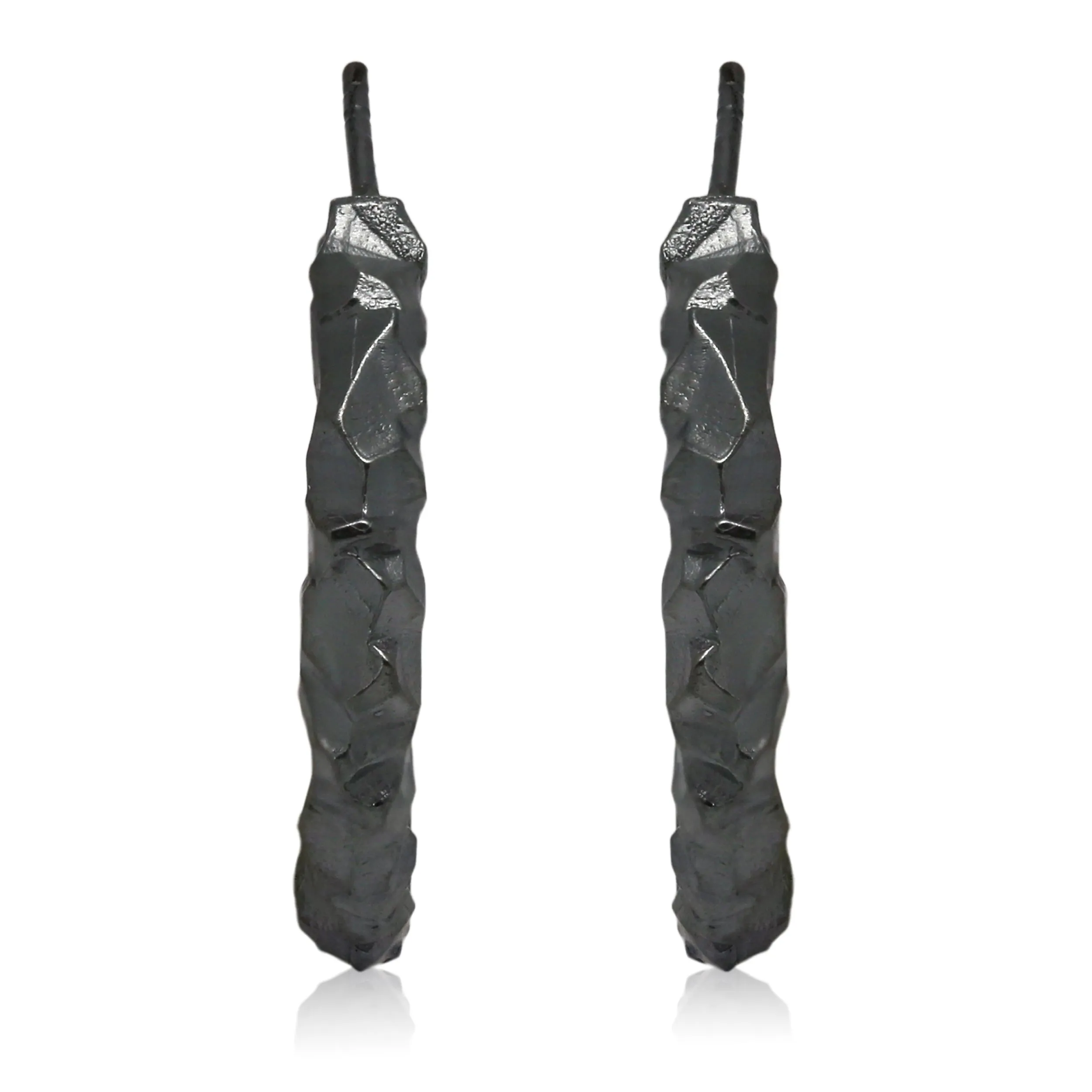 Carved In The Rock Thin Hoop Earrings Black