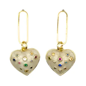 Charm Earrings- Jeweled Heart
