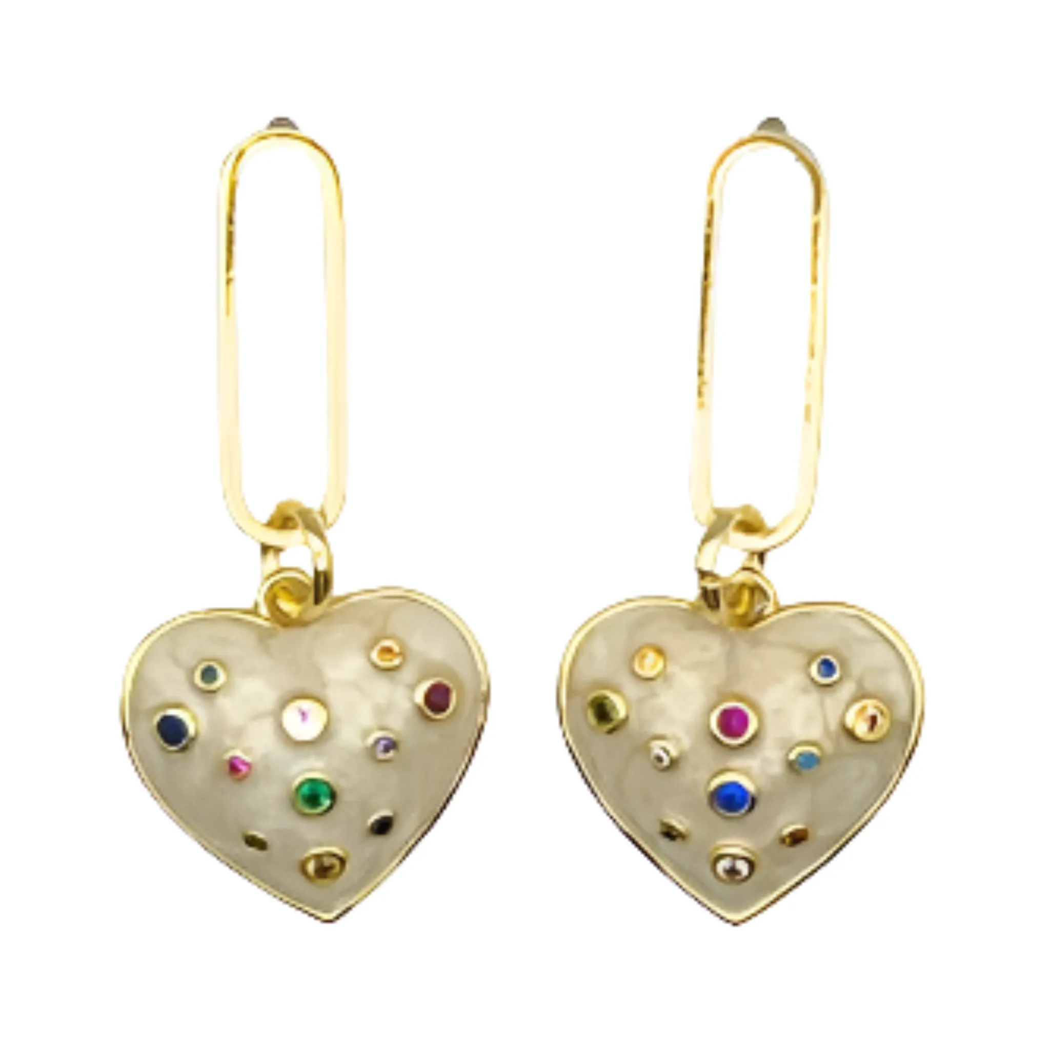Charm Earrings- Jeweled Heart