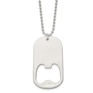 Chisel Stainless Steel Brushed Functional Bottle Opener Dog Tag on a 22 inch Ball Chain Necklace